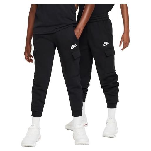 Nike nsw club pantaloni da allenamento, nero/nero/bianco, 122-128 unisex-bambini