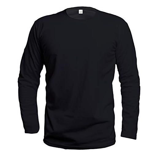 inSilk seiden - maglietta a maniche lunghe, da uomo, 100% seta, jersey nero m