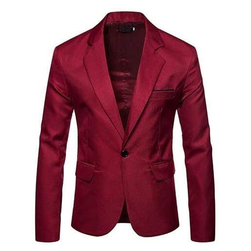 WAIDFU giacca da uomo con risvolto dentellato a un bottone solido giacca da ballo di nozze, rosso, l