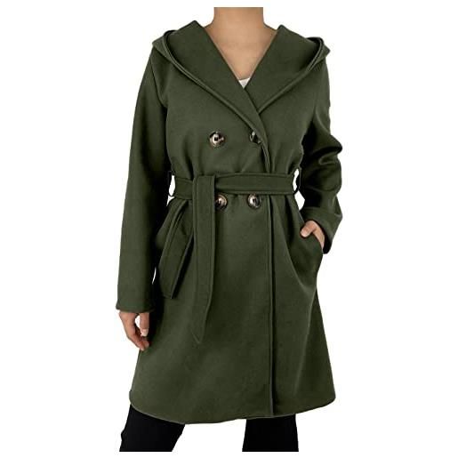 JOPHY & CO. cappotto doppiopetto donna invernale con tasche e bottoni (cod. 6557 & 6595) (militare (cod. 6595), 2xl)
