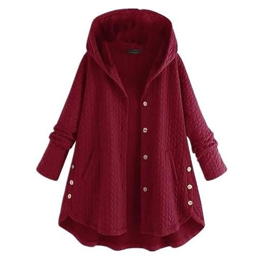 generic cappotto imbottito da donna xl xl xl giacca invernale con cappuccio e bottoni irregolare, rosso, 8xl