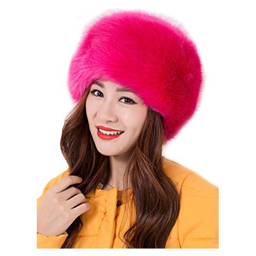 vannawong - cappello da donna in pelliccia sintetica con secchiello morbido per pescatori russi, copricapo invernale comodo e comodo per esterni fucsia taglia unica