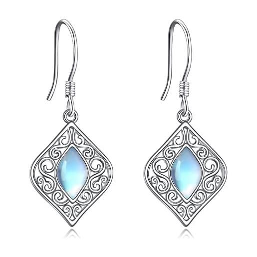 YAFEINI orecchini con pietra di luna filigrana in argento sterling lacrima celtica irlandese orecchini pendenti con pietra di luna gioielli regali per le donne