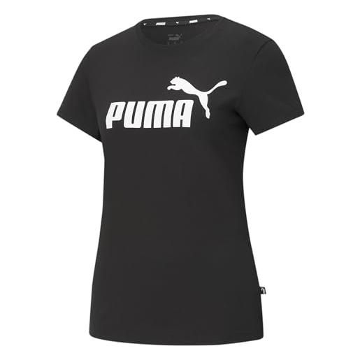 Puma ess logo tee maglietta, nero (black), xs unisex - adulto