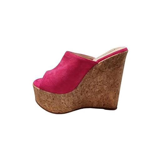 STILL scarpe donna zeppa fascia tacco alto sandali ciabatte mare primavera estate new moda mg2801 36 rosa fuxia