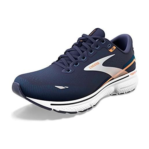 Brooks ghost 15, scarpe da corsa uomo, blu (peacoat/blue/orange pop), 44.5 eu