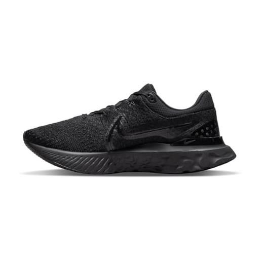 Nike react infinity run flyknit 3, sneaker uomo, black/black-black, 48.5 eu