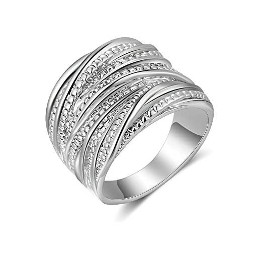 Aprilery anello da donna con motivo a croce intrecciato alla moda retrò, metallo non prezioso, senza pietra
