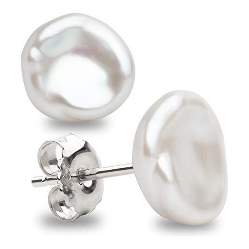 Secret & You orecchini donna perla coltivata d'acqua dolce keshi bianco e grigio secret & you - argento sterling 925 - disponibile in 10 taglie da 7-8 mm a 15-16 mm