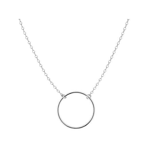 Kritz collana donna circolare placcata argento anallergico - gioielli ciondolo cerchi y catena regolabile - collezione paris essenziale di moda regalo per lei