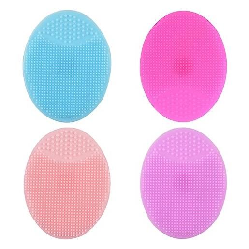 JRYXDS 4 pezzi silicone spazzola pulizia viso massaggio per dei pori esfoliazione dei punti neri skin care（rosa rossa, rosa, blu, viola）