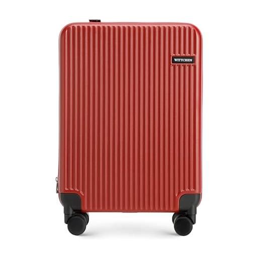 WITTCHEN flexi line valigia da cabina espandibile bagaglio a mano borsa da cabina valigia piccola in policarbonato lucchetto tsa quattro rotelle doppie manico telescopico in alluminio taglia s rosso