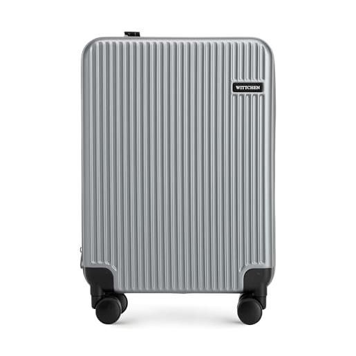 WITTCHEN flexi line valigia da cabina espandibile bagaglio a mano borsa da cabina valigia piccola in policarbonato lucchetto tsa quattro rotelle doppie manico telescopico in alluminio taglia s grigio