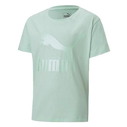 PUMA classics graphic tee g - maglietta da bambina, bambina, maglietta a maniche corte, 580512-32, verde, 8