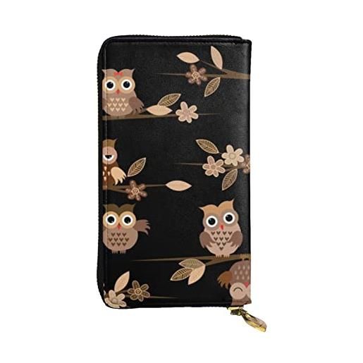 OPSREY portafoglio lungo in vera pelle con stampa di farfalle, colore: arancione, carino brown cartoon owls, taglia unica