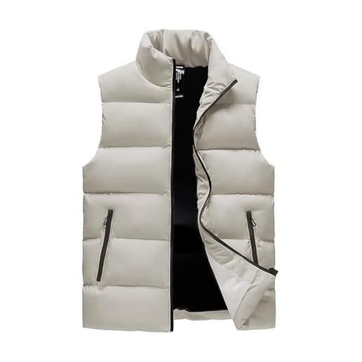 GIBZ gilet uomo trapuntato, smanicato leggero e caldo, giubbotto con collo in piedi e tasche, giacca antivento invernale beige xs