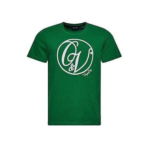 Superdry vintage ov monogram tee t-shirt, oregon green, m uomo
