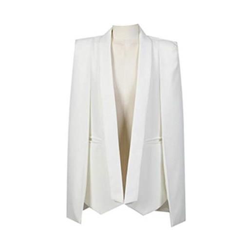GUOCU donne cappotto sciolto corta mantello blazer coat trench outfit giacca cardigan casuale ufficio eleganti bianca m
