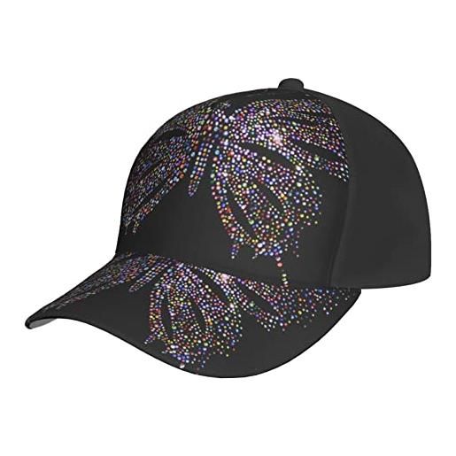 Debou berretto da baseball con farfalla con strass, regolabile, cappello classico alla moda, per uomo e donna, nero, taglia unica, nero, taglia unica