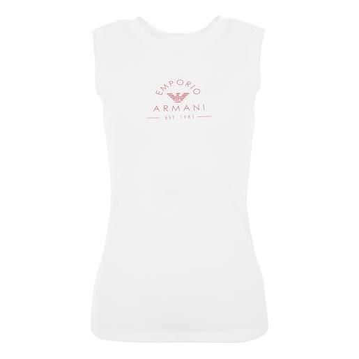 Emporio Armani iconic stretch cotton logoband loungewear tank, t-shirt donna, bianco (white), m