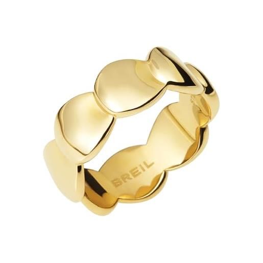 Breil, collezione b whisper, fedina in acciaio lucido, anello donna minimal e versatile, con piccoli elementi sovrapposti, colore gold, misura 14, gioielli donna e ragazza