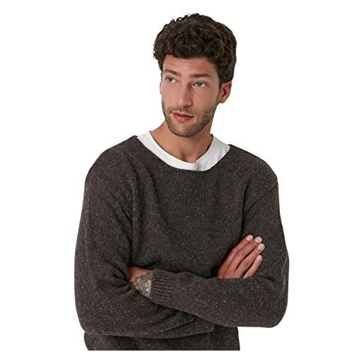 Trendyol maglione oversize tinta unita girocollo maglia di tuta, colore visone, l uomo