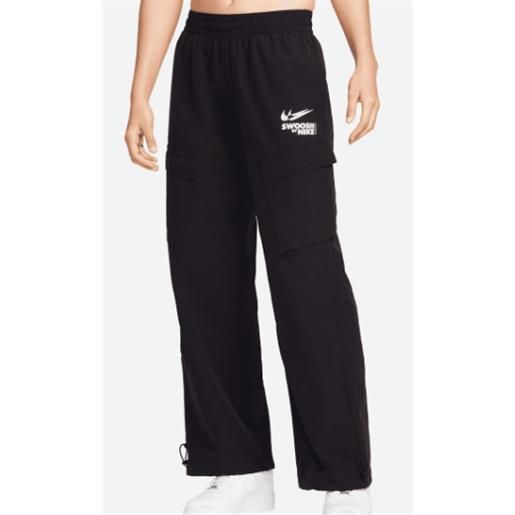 Nike w nsw cargo woven gls pantalone popeline loose fit nero donna