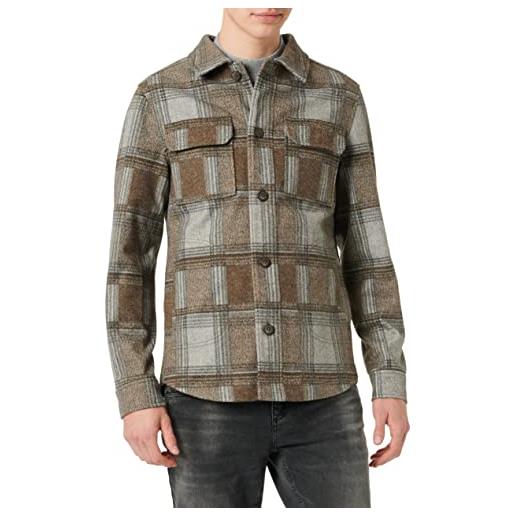 TOM TAILOR giacca overshirt, uomo, marrone (brown check 30475), xxl