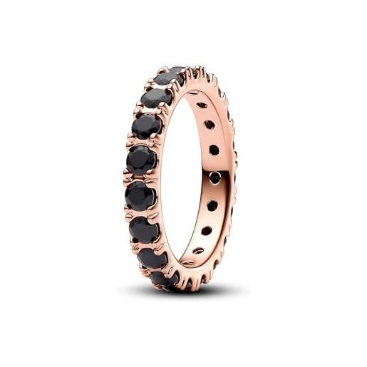PANDORA anello da donna scintillante infinito, nero, oro rosa, 180050c02, argento sterling, nessuna pietra preziosa