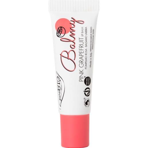 purobio cura delle labbra - balmy - balsamo labbra colorato e idratante 02 - pompelmo rosa