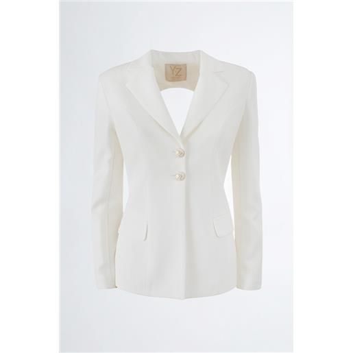 YES-ZEE blazer bianco donna YES-ZEE apertura schiena con laccio g435