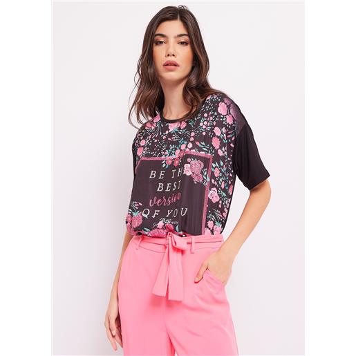 Gaudì t-shirt con stampa floreale e strass