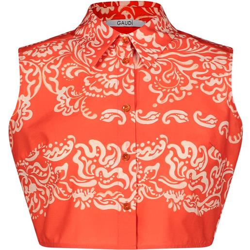 Gaudì camicia cropped in cotone con stampa
