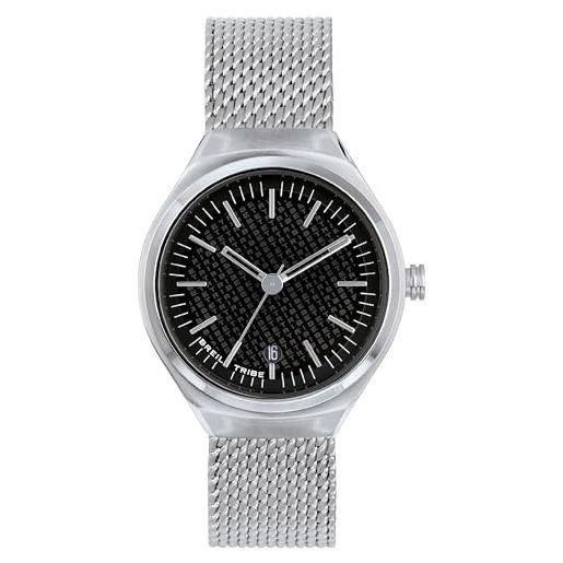 Breil - orologio unisex collezione spin off ew0534 - quadrante analogico nero - movimento pe902 sunon - orologio al quarzo - bracciale in acciaio silver