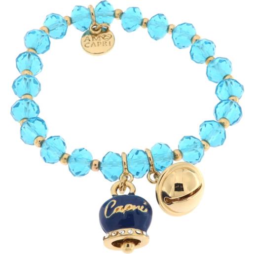 Amo Capri bracciale belvedere gold pietre azzurre sonaglio campanella blu Amo Capri donna