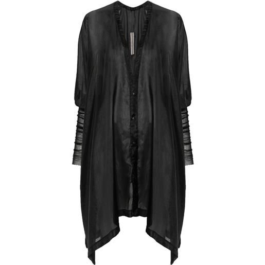 Rick Owens camicia con maniche a coste - nero