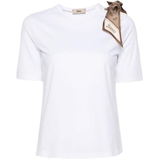 Herno t-shirt girocollo con dettaglio a foulard - bianco