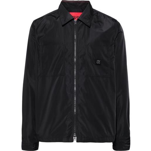 HUGO giacca-camicia con applicazione - nero