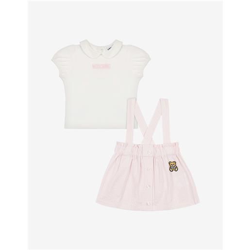 Moschino completo t-shirt e gonna salopette teddy patch