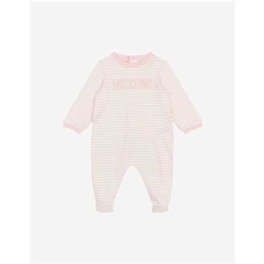 Moschino tutina a righe in jersey logo embroidery
