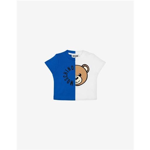 Moschino t-shirt bicolor in jersey con stampa