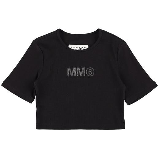 MM6 MAISON MARGIELA t-shirt cropped in jersey di cotone / patch