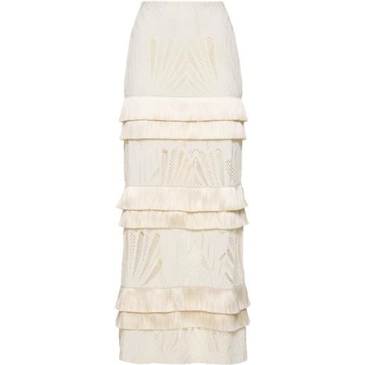 PATBO fringed lace maxi skirt