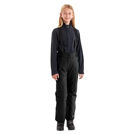 Killtec gandara jr, sci, pantaloni funzionali con pettorina zip-off, neve e protezione bordi bambina, nero, 152