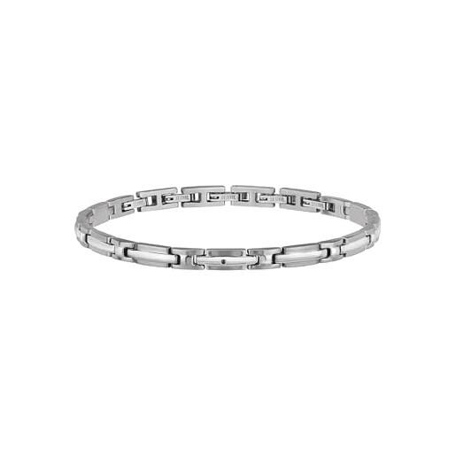 Breil - men's bracelet the black diamond collection tj3073 - gioielleria uomo - braccialetto per uomo in acciaio bilux, con piccolo diamante nero naturale - lunghezza regolabile da 17,5 cm a 23 cm