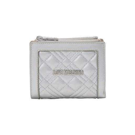 Love Moschino portafoglio con zip da donna marchio, modello jc5606pp1hla0, realizzato in pelle sintetica. Argento