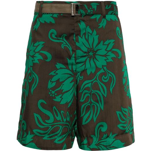 sacai shorts a fiori - verde