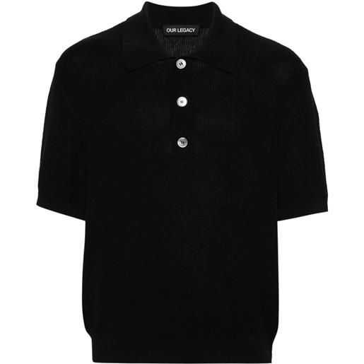 OUR LEGACY polo traditional a coste - nero