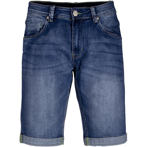 Coveri Collection bermuda jeans con baffatture e scoloriture uomo