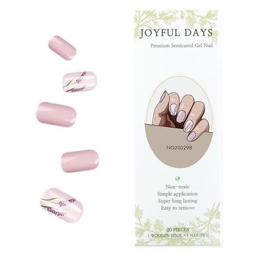 JoyfulDays joyful days - strisce per unghie in gel semi-polimerizzato, autoadesive per smalto per unghie, con lima e bastone (lavanda flower)